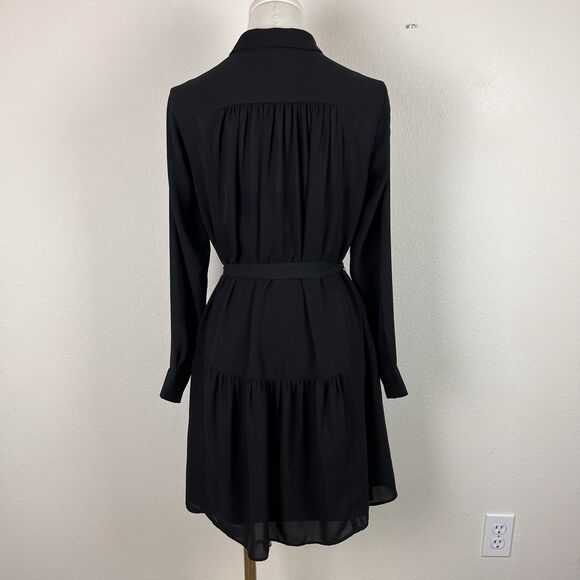 Banana Republic Shirt Dress Womens Zero Shift Button Mini Belted Black - Picture 13 of 13